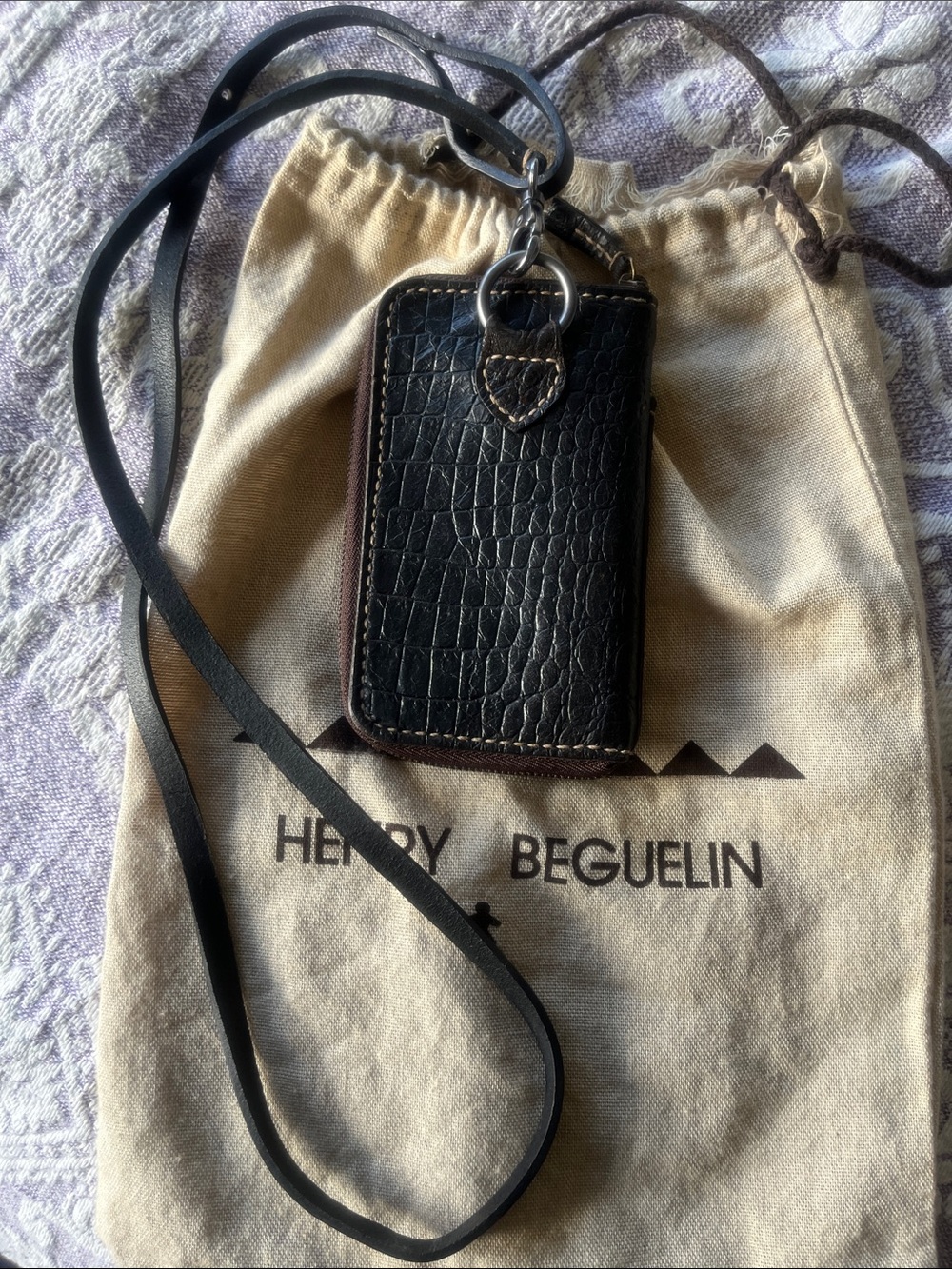 Henry Beguelin Brown Leather Crossbody Phone Case/wallet - Picture 4 of 6
